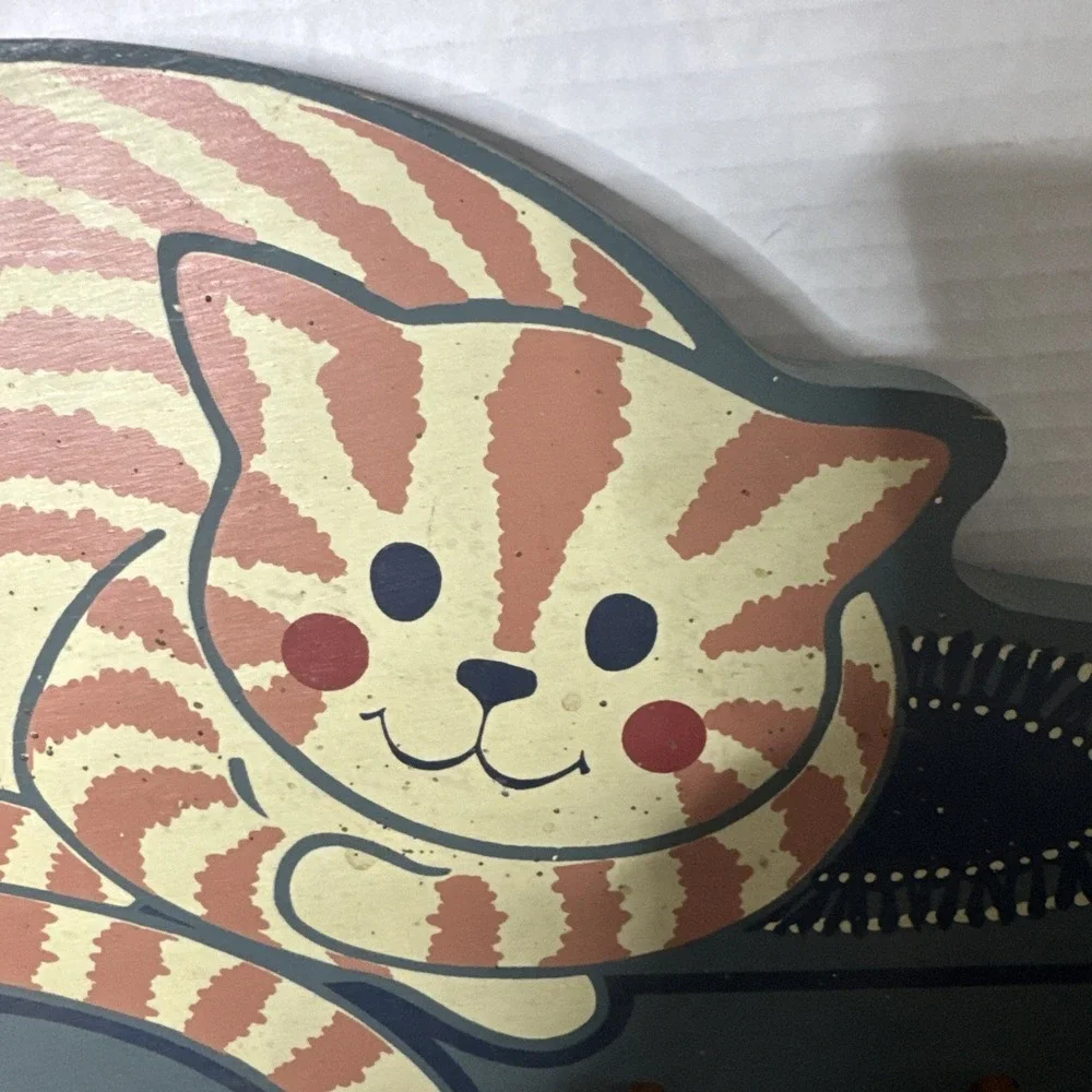 Country Folk Art Shelf Orange Stripe Cat 10.5